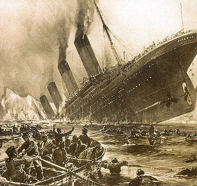 titanic sinks